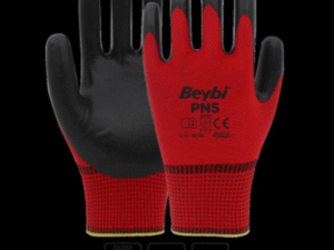 Beybi Pn5 Polyester Örme Kırmızı Siyah Eldiven 10