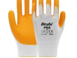 Beybi Pn5 Polyester Örme Beyaz Sarı Eldiven 10