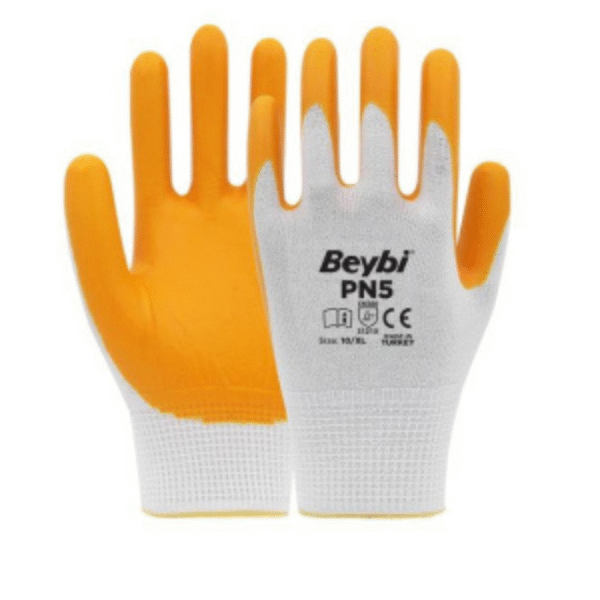 Beybi Pn5 Polyester Örme Beyaz Sarı Eldiven 10