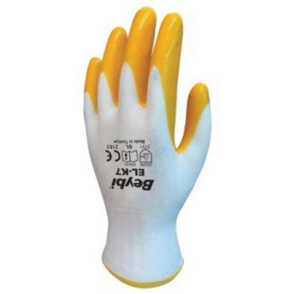 Beybi PN7 Polyester Örme Nitril Sarı Eldiven NO:10